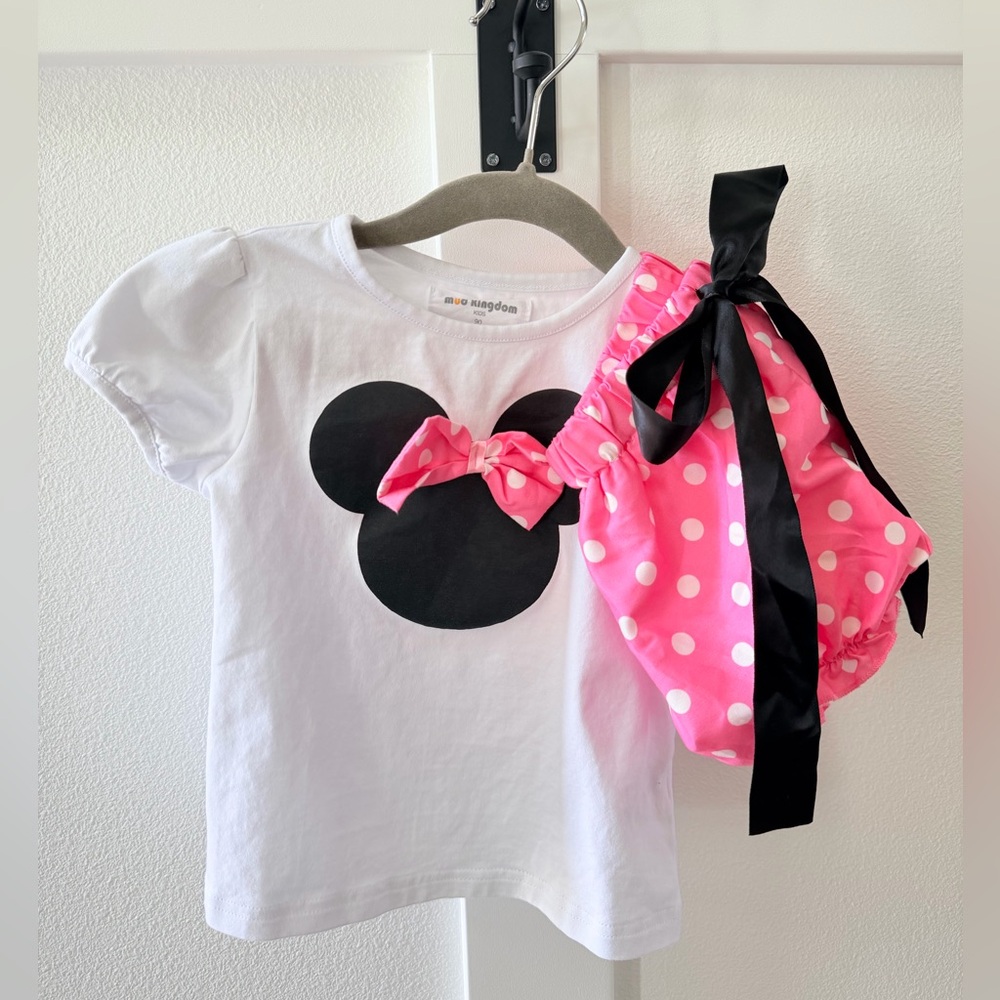 Mud Kingdom Puff Sleeve Minnie Mouse Tee With Matching Shorts